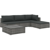 VidaXL Polyrattan Lounge-Set mit Auflagen grau