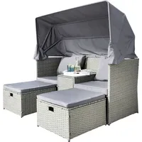 Westerholt Strandkorblounge inkl. integriertem Tisch mit Glasplatte