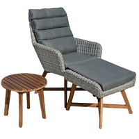 Gravidus Lounger-Set Gartenliege Lounge Sessel Hocker Beistelltisch Grau inkl.