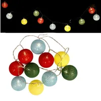 LINDER EXCLUSIV LEX 10er Raffia LED Kugel-Lichterkette, Bunt