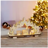 Gravidus LED Lichterbogen Leuchtbogen Schwibbogen Weihnachten Kirche Dorf Holz