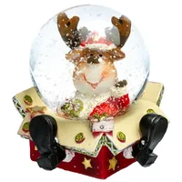 SIKORA SK03 Kleine Glas Deko Schneekugel Elch im Geschenkpaket