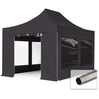 TOOLPORT Faltpavillon 3 x 4,5 m inkl. Seitenteile dunkelgrau