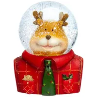 SIKORA SK15 Mittelgroße Glas Schneekugel Elch mit Krawatte D:55mm