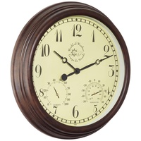 Esschert Design Bahnhofsuhr mit Thermometer und Hygrometer 30,5 cm