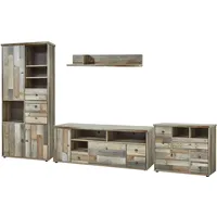 Innostyle Bonanza Wohnwand Komplett-Set in Driftwood Optik - Retro