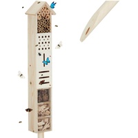 Relaxdays Insektenhotel mit Erdspieß, Nisthilfe Garten, groß, stehend, Bienenhotel