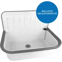 Kör4u Ausgussbecken aus Stahl für Keller, Waschküche, Garten, Spülbecken,