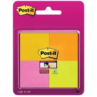 Post-it Super Sticky Notes, Verschiedene Neonfarben, 4 Blöcke, 47.6