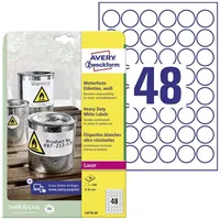 Avery Zweckform Folienetiketten L4716-20 Weiß 30,0 x 30,0 mm