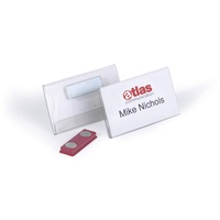 Durable Namensschild mit Magnet, transparent, 40x75mm, 25er-Pack (811619)