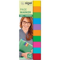 Sigel Multicolor transparent Haftmarker farbsortiert 10x 50 Streifen