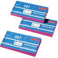 Herlitz Nummernblöcke 1-1000/892703 105x50 mm sortiert Inh.1x10Stück