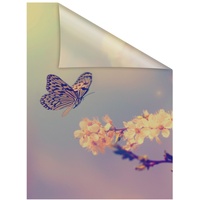 Lichtblick Fensterfolie Schmetterling Blüte, 1 St., blickdicht, strukturiertKlebepunkte, selbstklebend,