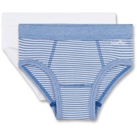 Sanetta Jungen Slips, Vorteilspack - Unterhose, gestreift Weiß/Blau 128