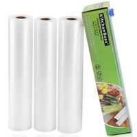 KitchenBoss Vakuumierbeutel Lebensmittel mit Cutter-Box: 3 Rolle 28x500cm Vakuumrollen
