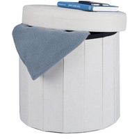 Relaxdays Sitzhocker mit Stauraum Größe M, runder Fußhocker mit