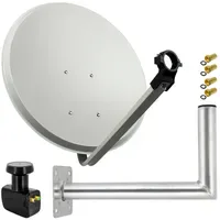 PremiumX SAT Anlage 80cm Hellgrau Satellitenschüssel Twin LNB Wandhalter