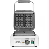 HENDI Waffeleisen 'Brüssel', Zwei 3x5 Quadrat-Muster, mit Waffelgabel, Temperatur