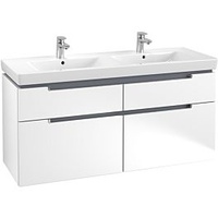 Villeroy & Boch Subway 2.0 Waschtischunterschrank A91710MS,128,7x59x44,9cm,Weiß Matt,Griff chrom