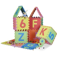 Relaxdays Spielmatte Puzzle 86 tlg, Puzzlematte Buchstaben u. Zahlen,