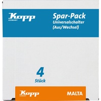 Kopp Spar-Pack: 4 Universalschalter (Aus- und Wechsel), silber,622620052