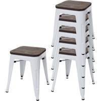 Mendler 6er-Set Hocker HWC-A73 inkl. Holz-Sitzfläche, Metallhocker Sitzhocker, Metall