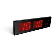 Perel Wanduhr mit LED-Display, digital, Schwarz, Rot