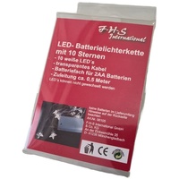 FHS International LED Lichterkette Sterne kaltweiß 10er Batteriebetrieb innen