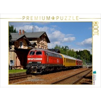 Calvendo 218 390-3 mit einem Messzug in Neukirch (Lausitz)