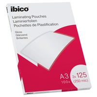 Ibico 627321 Laminierfolie A3 100 Stück, glänzende Heißlaminierfolien, abgerundete