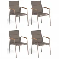 SonnenPartner 4er-Set Stapelstühle Sierra Aluminium/Textilen
