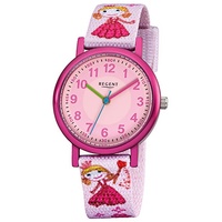 REGENT Kinder-Armbanduhr rosa Analog F-949 Textil-Armband D2URF949 - Rosa