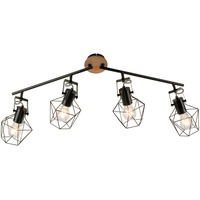 Just light. Xxxl Led-Deckenleuchte Jaro, holzfarben/schwarz 110 x 109