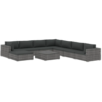 VidaXL Garten-Lounge-Set mit Auflagen grau