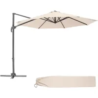 Tectake Ampelschirm Ø 300 cm Beige inkl. Schutzhülle und