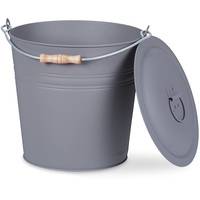 Relaxdays Ascheeimer mit Deckel 12 l grau