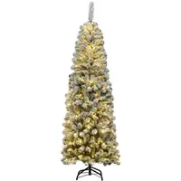 Costway Bleistift Weihnachtsbaum Grün/Weiß 180 cm