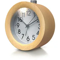 Bearware Analoger Wecker mit rundem Holzkorpus Holz Wecker mit