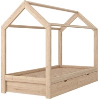 VitaliSpa Kinderbett Hausbett Schubladen Bett Holz Kinderhaus natur 90x200