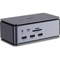 DeLock Glasfaser-Spleissboxpaneel (24 Ports), Dockingstation + USB Hub, Schwarz