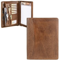 Bear Design Schreibmappe Leder Konferenzmappe braun A4 Orgamappe cognac