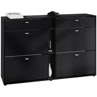 Vladon Schuhschrank Schwarz, Holzwerkstoff, cm, Garderobe, Schuhaufbewahrung, Schuhschränke