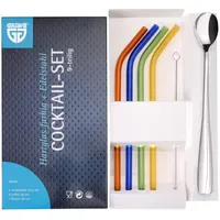 Gräwe Trinkhalm-Set 9-tlg., Hartglas, bunt