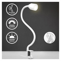 B.K.Licht LED Klemmleuchte, weiß 1xLED/GU10/5W