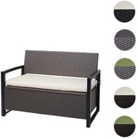 Mendler Poly-Rattan 2er HWC-F39, Truhenbank, Staufach Aufbewahrung Sitzkissen ~