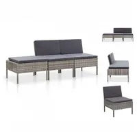 VidaXL Garten-Lounge-Set mit Auflagen 3-tlg. grau