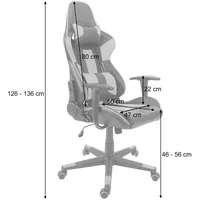 Mendler Bürostuhl HWC-F84, Schreibtischstuhl Gamingstuhl Chefsessel Drehstuhl, Kunstleder -