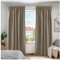 Deconovo Thermovorhänge Gardinen Verdunkelungsvorhänge mit Kräuselband 200x140cm(HöhexBreite), Taupe, 2er