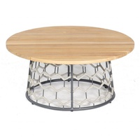 SonnenPartner Lounge-Tisch Yale Alu/Polyrope silbergra u/Teak SonnenPartner